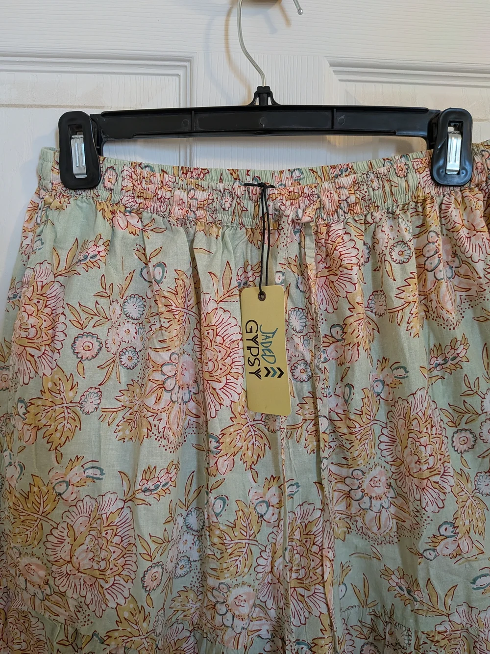 NWT Jaded Gypsy In The Meadow Wide Leg Pants- Light Sage & Pink - Picture 2 of 5